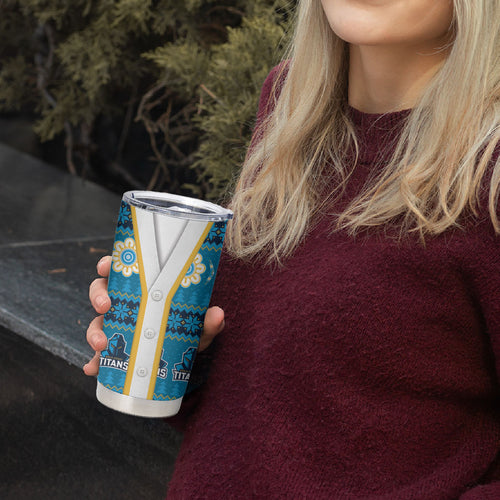 Titans Rugby Christmas Tumbler Cup Aboriginal Seamless Cardigan Inspired