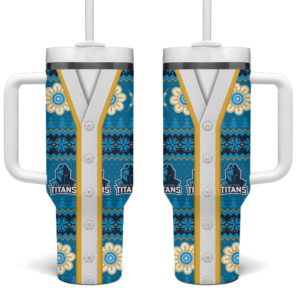 Titans Rugby Christmas Tumbler With Handle Aboriginal Seamless Cardigan Inspired
