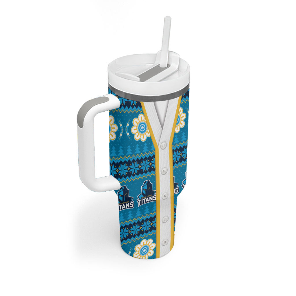 Titans Rugby Christmas Tumbler With Handle Aboriginal Seamless Cardigan Inspired