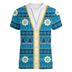 Titans Rugby Christmas Women V-Neck T-Shirt Aboriginal Seamless Cardigan Inspired