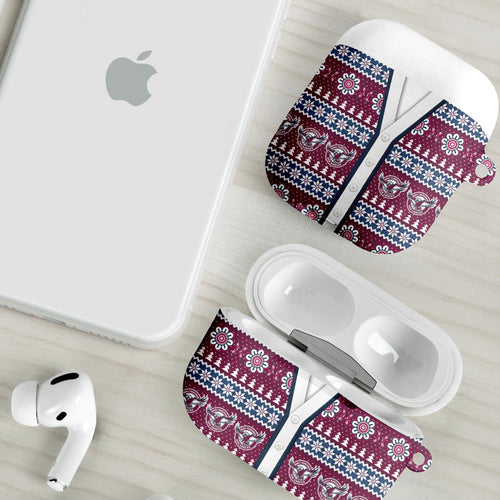 Sea Eagles Rugby Christmas AirPods Case Aboriginal Seamless Cardigan Inspired