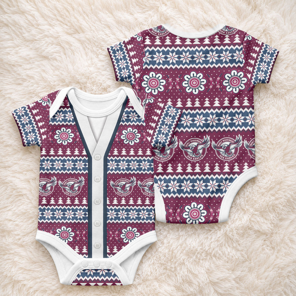 Sea Eagles Rugby Christmas Baby Onesie Aboriginal Seamless Cardigan Inspired