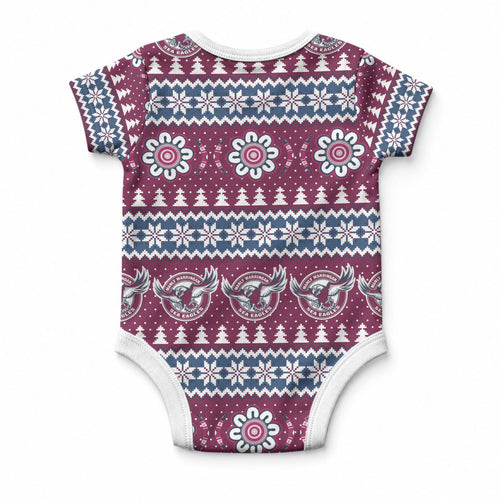 Sea Eagles Rugby Christmas Baby Onesie Aboriginal Seamless Cardigan Inspired
