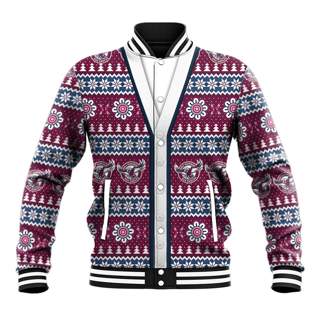 Sea Eagles Rugby Christmas Baseball Jacket Aboriginal Seamless Cardigan Inspired