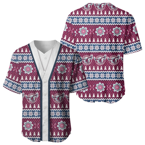 Sea Eagles Rugby Christmas Baseball Jersey Aboriginal Seamless Cardigan Inspired