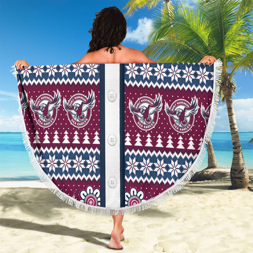 Sea Eagles Rugby Christmas Beach Blanket Aboriginal Seamless Cardigan Inspired
