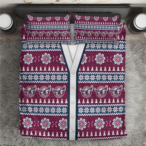 Sea Eagles Rugby Christmas Bedding Set Aboriginal Seamless Cardigan Inspired