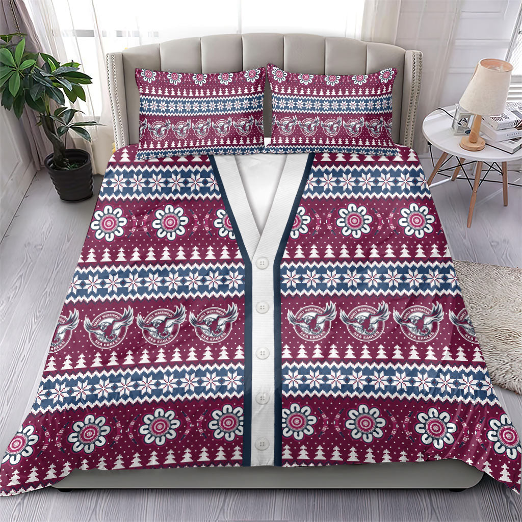Sea Eagles Rugby Christmas Bedding Set Aboriginal Seamless Cardigan Inspired