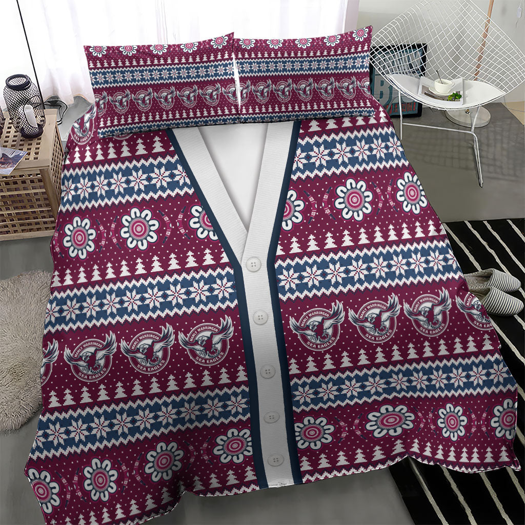 Sea Eagles Rugby Christmas Bedding Set Aboriginal Seamless Cardigan Inspired
