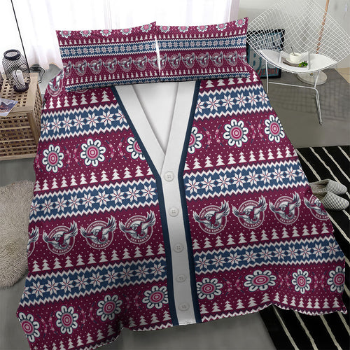 Sea Eagles Rugby Christmas Bedding Set Aboriginal Seamless Cardigan Inspired