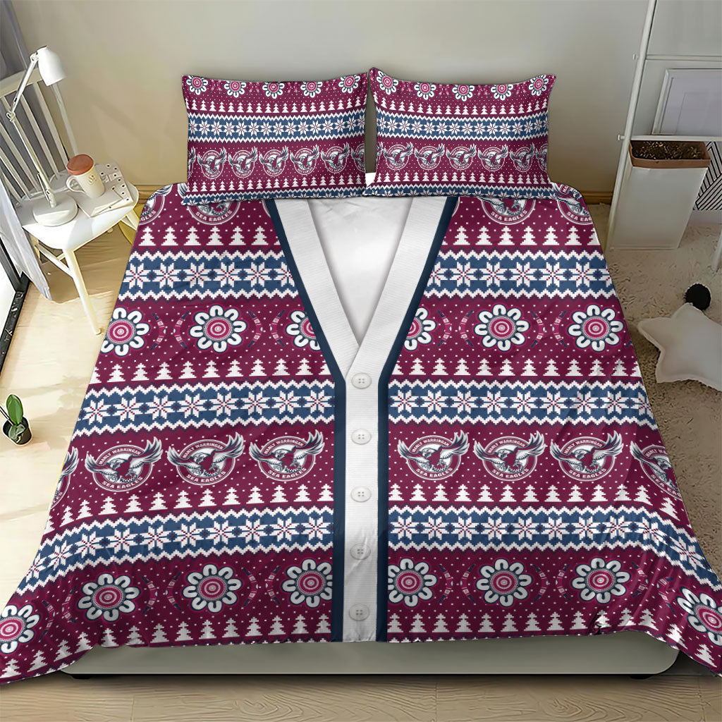 Sea Eagles Rugby Christmas Bedding Set Aboriginal Seamless Cardigan Inspired