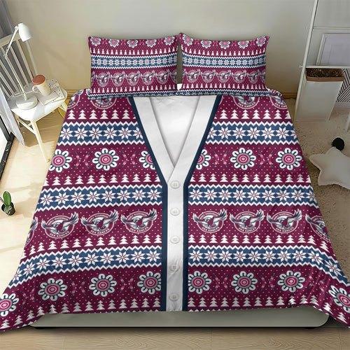 Sea Eagles Rugby Christmas Bedding Set Aboriginal Seamless Cardigan Inspired