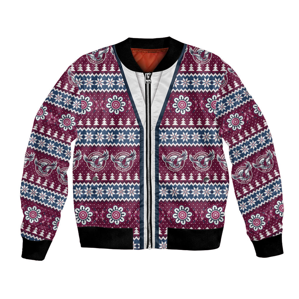 Sea Eagles Rugby Christmas Bomber Jacket Aboriginal Seamless Cardigan Inspired