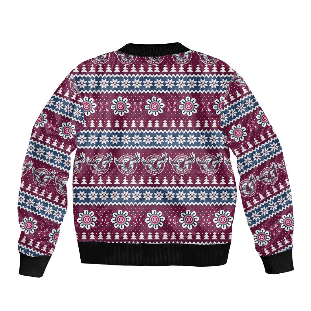 Sea Eagles Rugby Christmas Bomber Jacket Aboriginal Seamless Cardigan Inspired