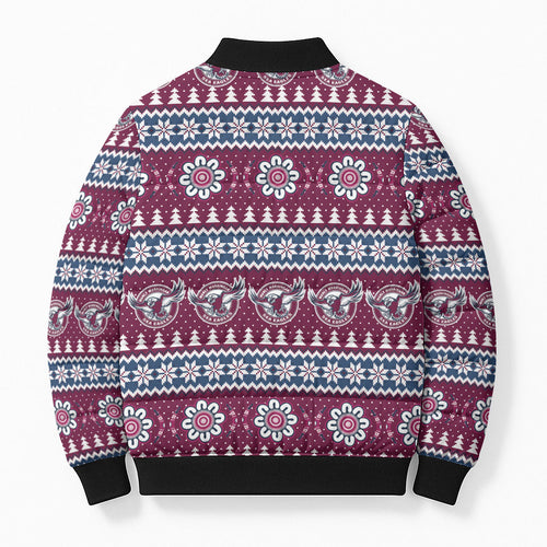 Sea Eagles Rugby Christmas Bomber Puffer Jacket Aboriginal Seamless Cardigan Inspired