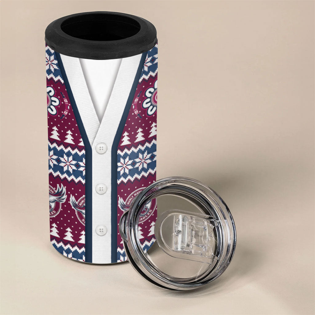 Sea Eagles Rugby Christmas 4 in 1 Can Cooler Tumbler Aboriginal Seamless Cardigan Inspired