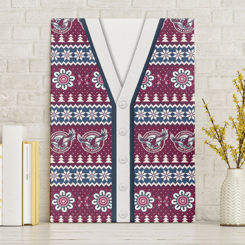 Sea Eagles Rugby Christmas Canvas Wall Art Aboriginal Seamless Cardigan Inspired