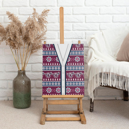 Sea Eagles Rugby Christmas Canvas Wall Art Aboriginal Seamless Cardigan Inspired