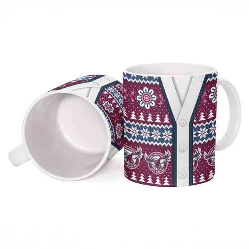 Sea Eagles Rugby Christmas Ceramic Mug Aboriginal Seamless Cardigan Inspired