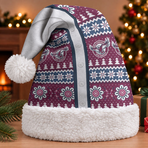 Sea Eagles Rugby Christmas Santa Hat Aboriginal Seamless Cardigan Inspired