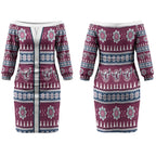 Sea Eagles Rugby Christmas Couples Matching Off The Shoulder Long Sleeve Dress and Long Sleeve Button Shirt Aboriginal Seamless Cardigan Inspired