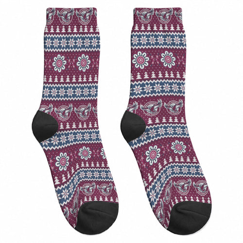 Sea Eagles Rugby Christmas Crew Socks Aboriginal Seamless Cardigan Inspired