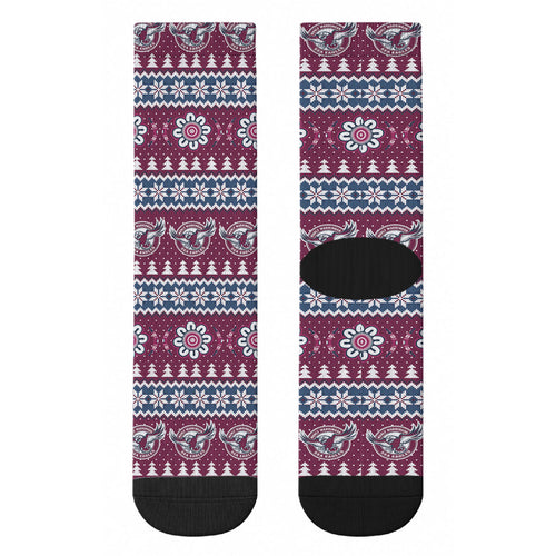 Sea Eagles Rugby Christmas Crew Socks Aboriginal Seamless Cardigan Inspired