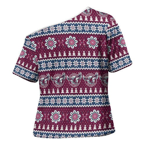 Sea Eagles Rugby Christmas Cross Shoulder Shirt Aboriginal Seamless Cardigan Inspired