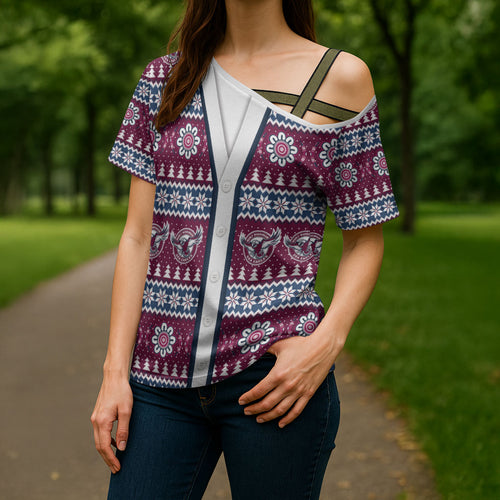 Sea Eagles Rugby Christmas Cross Shoulder Shirt Aboriginal Seamless Cardigan Inspired