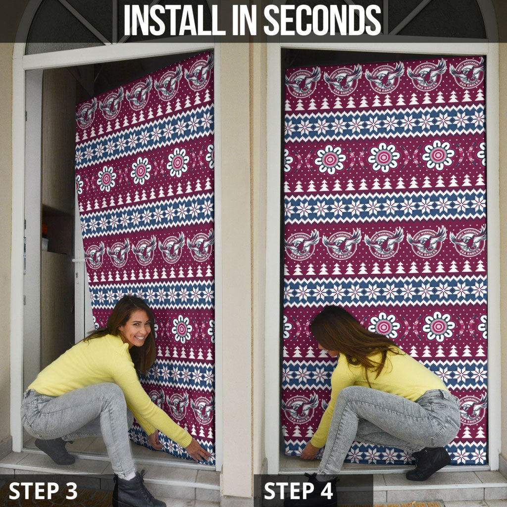 Sea Eagles Rugby Christmas Door Cover Aboriginal Seamless Cardigan Inspired
