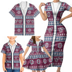 Sea Eagles Rugby Christmas Family Matching Short Sleeve Bodycon Dress and Hawaiian Shirt Aboriginal Seamless Cardigan Inspired