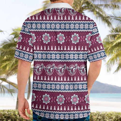 Sea Eagles Rugby Christmas Hawaiian Shirt Aboriginal Seamless Cardigan Inspired