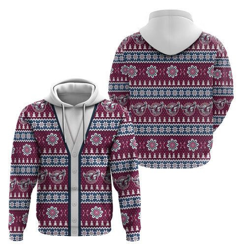 Sea Eagles Rugby Christmas Hoodie Aboriginal Seamless Cardigan Inspired
