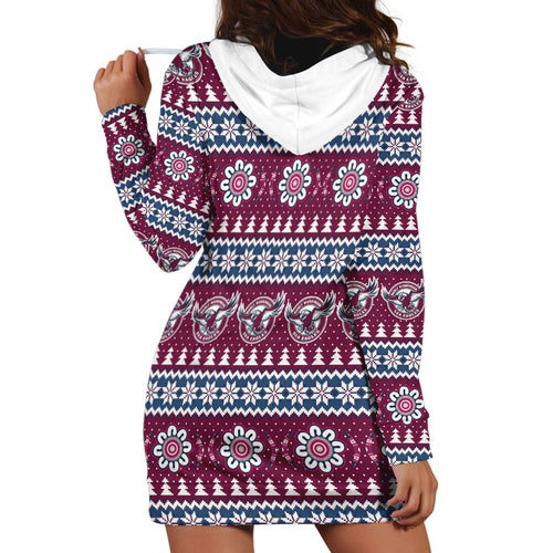 Sea Eagles Rugby Christmas Hoodie Dress Aboriginal Seamless Cardigan Inspired