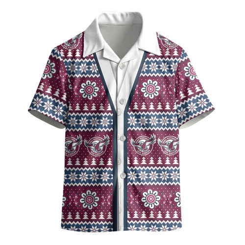 Sea Eagles Rugby Christmas Kid Hawaiian Shirt Aboriginal Seamless Cardigan Inspired