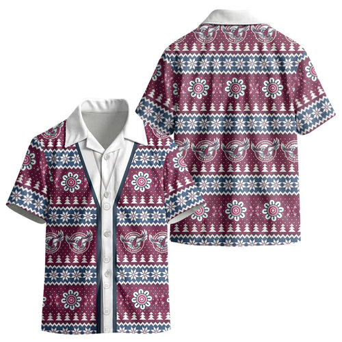 Sea Eagles Rugby Christmas Kid Hawaiian Shirt Aboriginal Seamless Cardigan Inspired