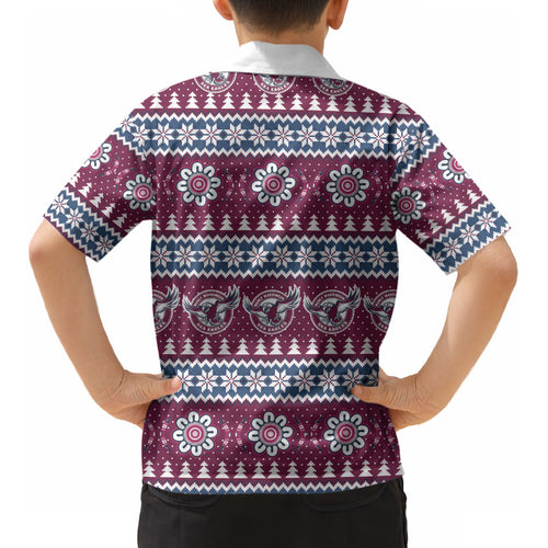 Sea Eagles Rugby Christmas Kid Hawaiian Shirt Aboriginal Seamless Cardigan Inspired