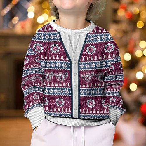 Sea Eagles Rugby Christmas Kid Ugly Christmas Sweater Aboriginal Seamless Cardigan Inspired