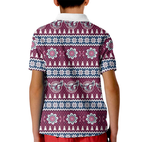 Sea Eagles Rugby Christmas Kid Polo Shirt Aboriginal Seamless Cardigan Inspired