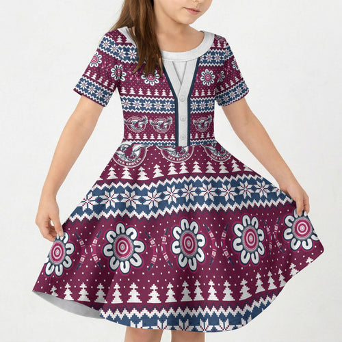 Sea Eagles Rugby Christmas Kid Short Sleeve Dress Aboriginal Seamless Cardigan Inspired