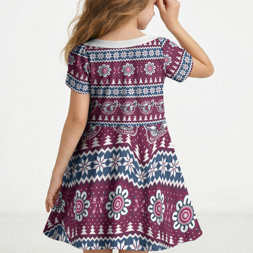Sea Eagles Rugby Christmas Kid Short Sleeve Dress Aboriginal Seamless Cardigan Inspired