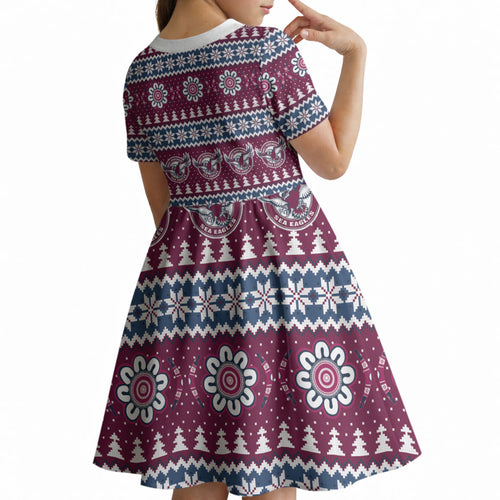Sea Eagles Rugby Christmas Kid Short Sleeve Dress Aboriginal Seamless Cardigan Inspired