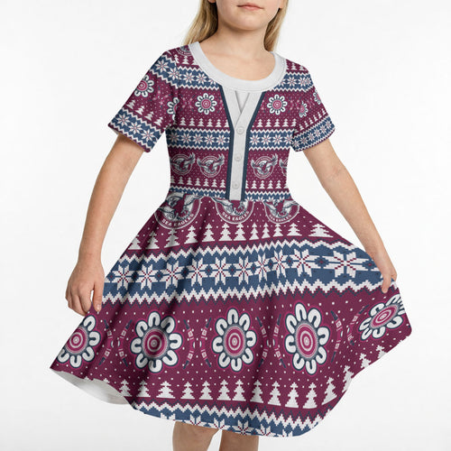 Sea Eagles Rugby Christmas Kid Short Sleeve Dress Aboriginal Seamless Cardigan Inspired
