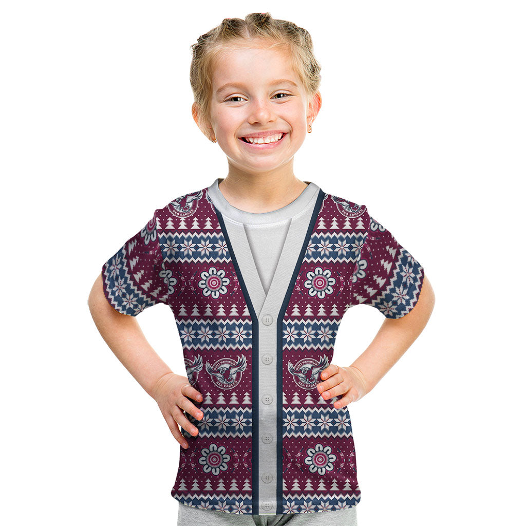 Sea Eagles Rugby Christmas Kid T Shirt Aboriginal Seamless Cardigan Inspired