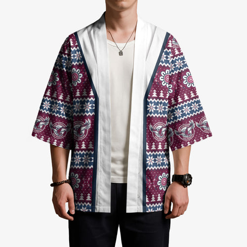 Sea Eagles Rugby Christmas Kimono Aboriginal Seamless Cardigan Inspired