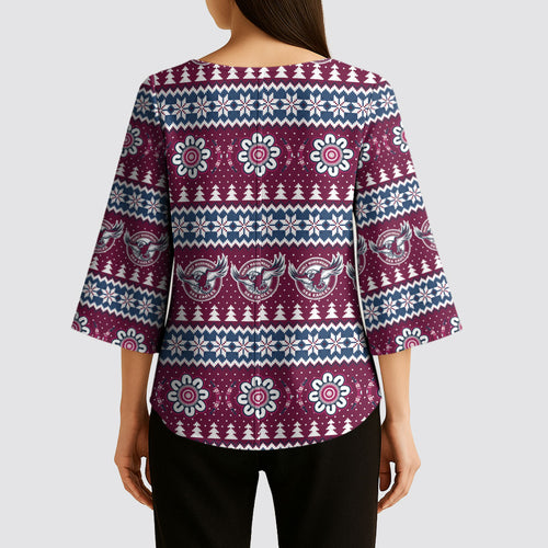 Sea Eagles Rugby Christmas Kimono Sleeve Blouse Aboriginal Seamless Cardigan Inspired