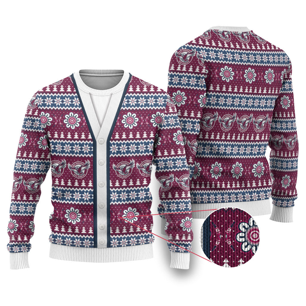 Sea Eagles Rugby Christmas Ugly Christmas Sweater Aboriginal Seamless Cardigan Inspired