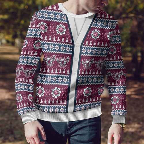 Sea Eagles Rugby Christmas Ugly Christmas Sweater Aboriginal Seamless Cardigan Inspired