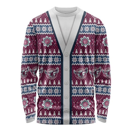 Sea Eagles Rugby Christmas Long Sleeve Shirt Aboriginal Seamless Cardigan Inspired