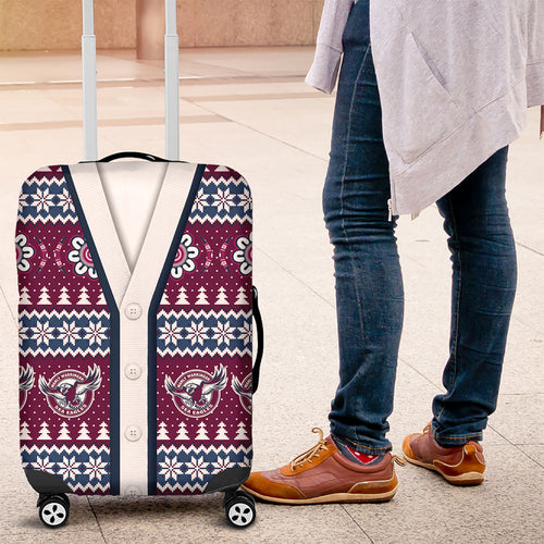 Sea Eagles Rugby Christmas Luggage Cover Aboriginal Seamless Cardigan Inspired